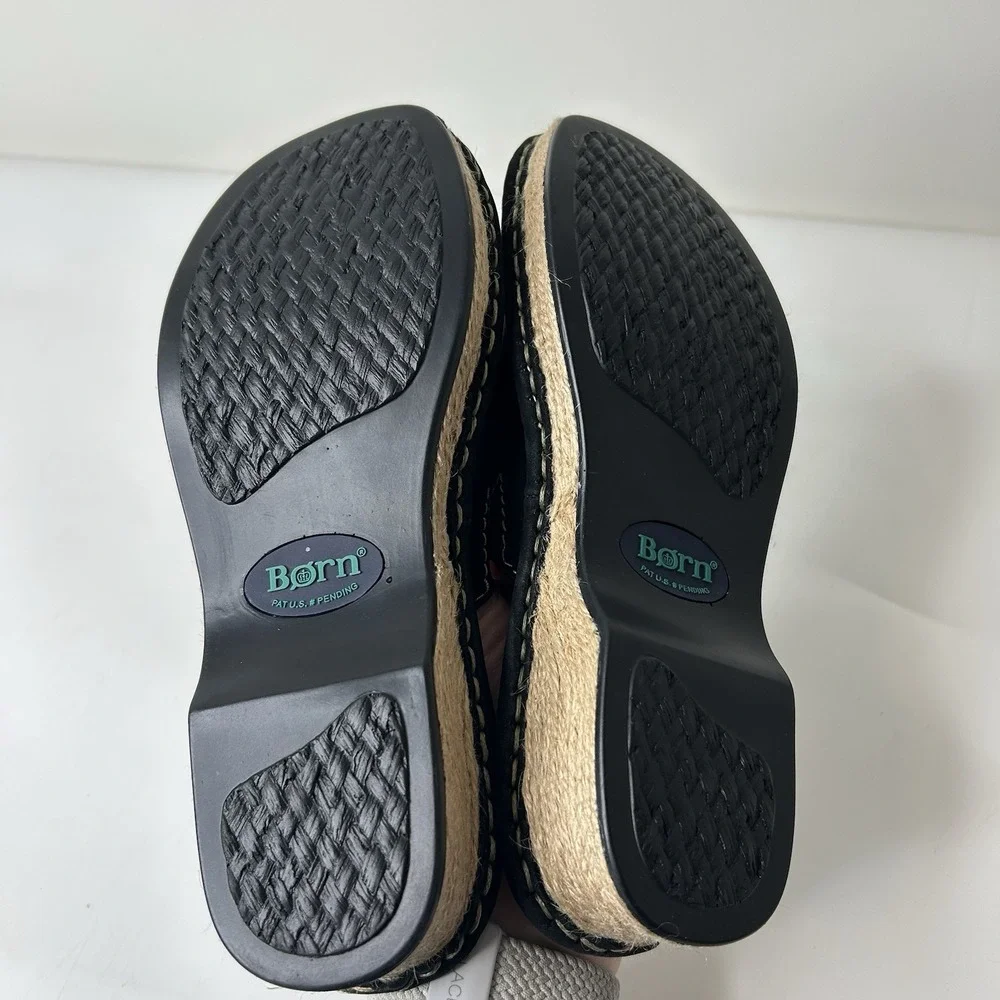 Born Chilled Sandals Womens 6 Black Slide Suede Slip On Comfort Shoe